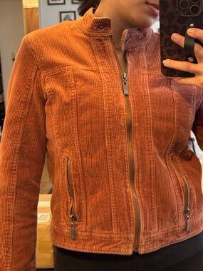 JouJou Corduroy Zip-Front Jacket in Rust